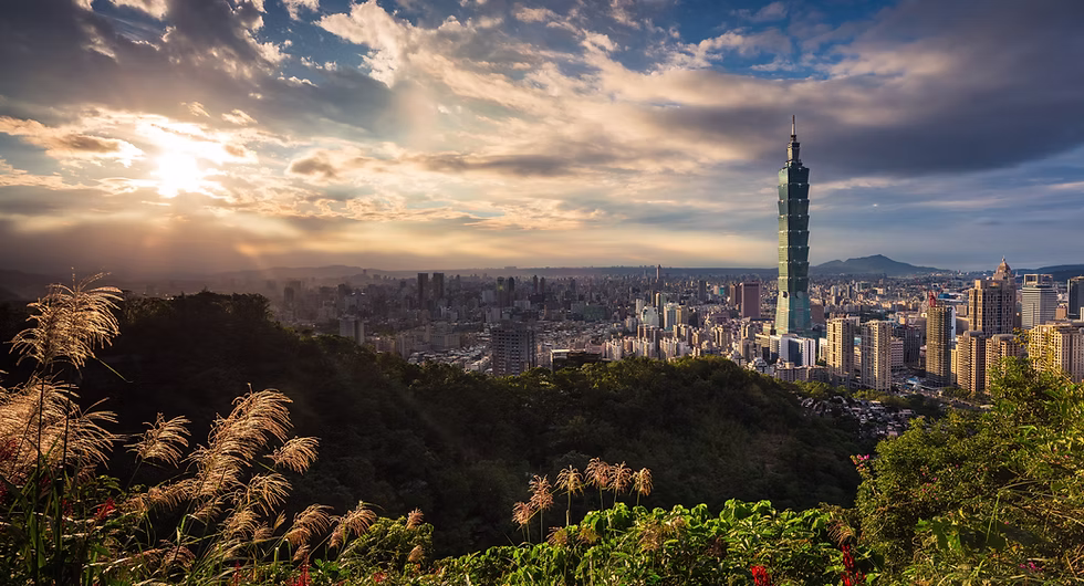 Taipei city skyline in the sunlight