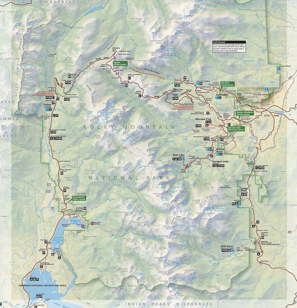 Map of Rocky Mountain National Park in Colorado